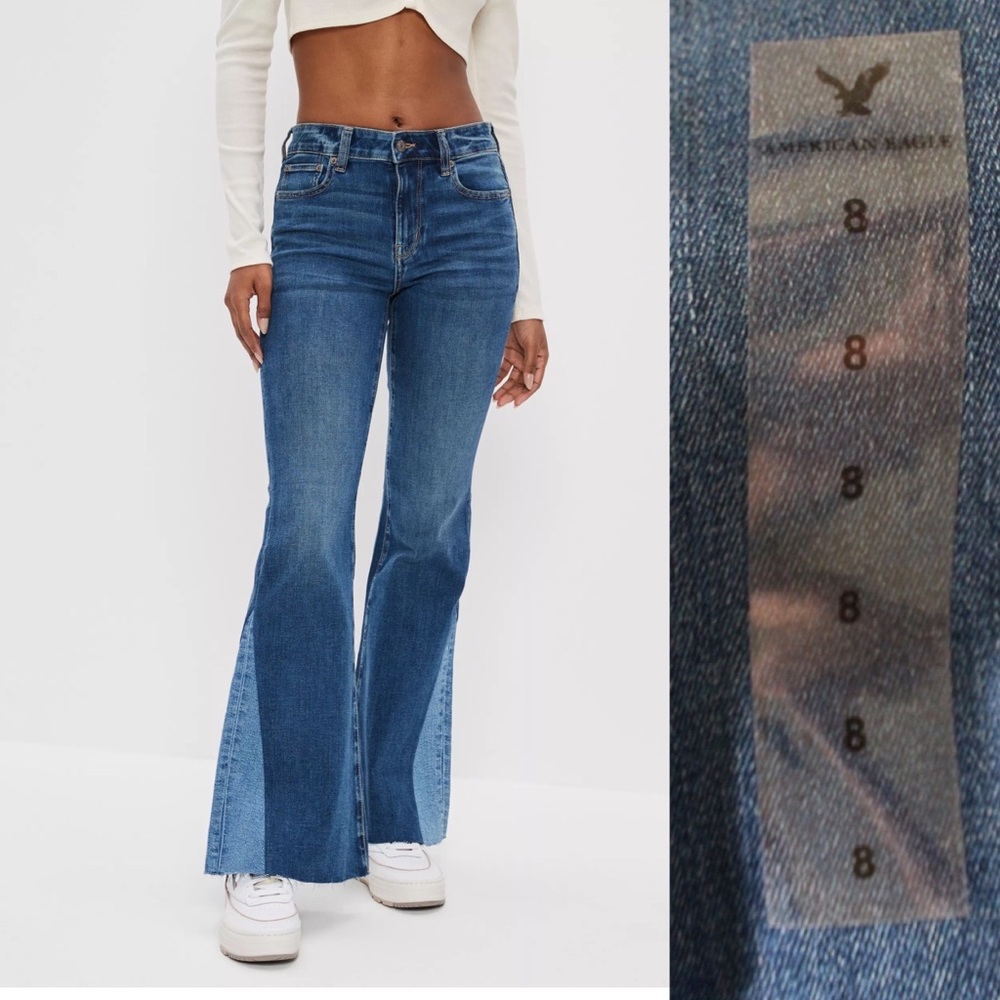 AE Ne(x)t Level Real Good Repurposed Festival Flare Jeans 8 29 NWT